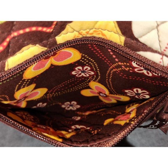 Vera Bradley Mini Hipster Crossbody Bag Handbag and Wallet Floral Brown Yellow - Picture 11 of 15